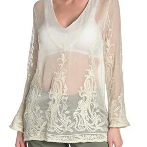 NWT FORGOTTEN GRACE Long Sleeve Sheer Blouse